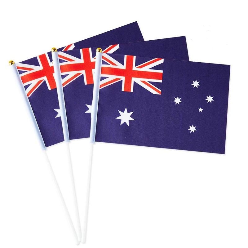 mflagperft Australia Flag Australian Flag, Small Mini Handheld Australia Flags on Stick, Ideal for Party Parades Sports Events Patriotic Festival Decorations - Image 1